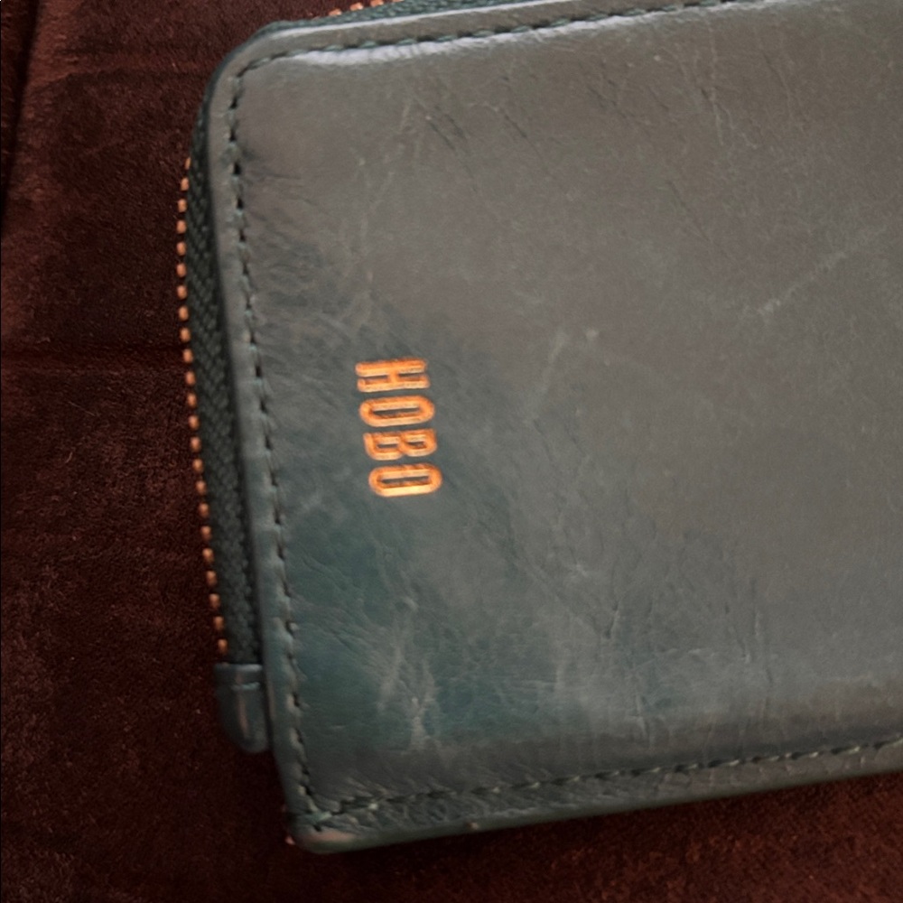HOBO Teal Leather Card & Key Holder with Gold Hardware - Picture 2 of 4